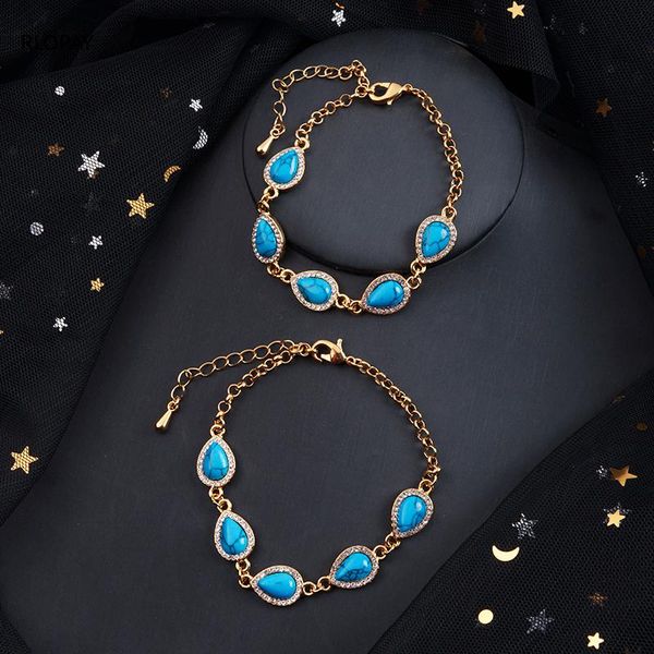 charm bracelets natural stone beads lucky blue turquoises couple jewelry bracelet hand chain for women, Golden;silver
charm bracelets natural stone beads lucky blue turquoises couple jewelry bracelet hand chain for women, Golden;silver