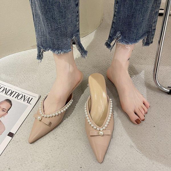 high heel mules shoes women pointed toe slippers pearl chain closed sandals summer heels 2021, Black
high heel mules shoes women pointed toe slippers pearl chain closed sandals summer heels 2021, Black