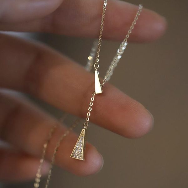 pendant necklaces zircon inlaid triangle exquisite gold plated chain necklace clavicle women adjustable fashion party jewelry, Silver
pendant necklaces zircon inlaid triangle exquisite gold plated chain necklace clavicle women adjustable fashion party jewelry, Silver