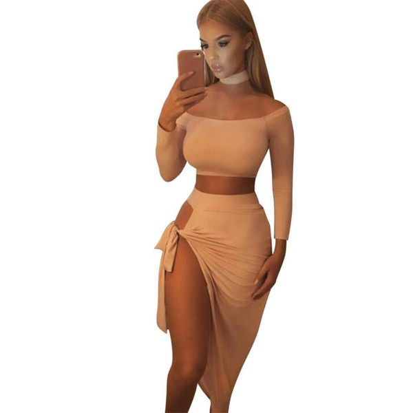 two piece set women skirt halter +split skirts slash neck long sleeve crop +skirt sets summer 2 women's pants, White
two piece set women skirt halter +split skirts slash neck long sleeve crop +skirt sets summer 2 women's pants, White