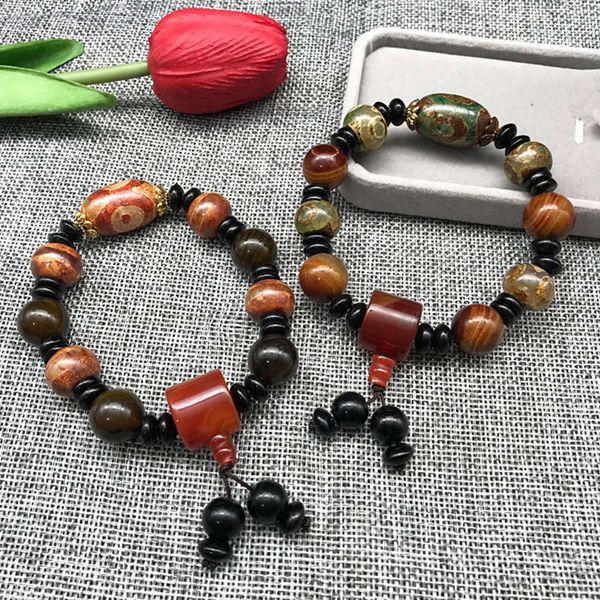 tibetan style three eye beads bracelet single circle buddha jewelry wrapped with silk agate bracelet, Black
tibetan style three eye beads bracelet single circle buddha jewelry wrapped with silk agate bracelet, Black