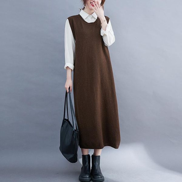 casual dresses 2021 autumn winter korean loose thin round neck knitted vest dress simple solid color wild women, Black;gray
casual dresses 2021 autumn winter korean loose thin round neck knitted vest dress simple solid color wild women, Black;gray