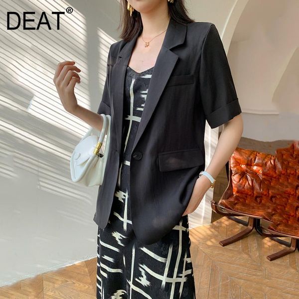 women's suits & blazers deat woman blazer jacket black solid short sleeve notched collar single button loose casual style wild 2021 sum, White;black
women's suits & blazers deat woman blazer jacket black solid short sleeve notched collar single button loose casual style wild 2021 sum, White;black