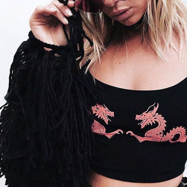 summer dragon print vest women tank sleeveless round neck camisole fashion tube, White
summer dragon print vest women tank sleeveless round neck camisole fashion tube, White