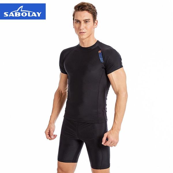 one-piece suits short sleeve rash guards men surfing wetsuits shirts shorts swimwear tights bathing diving uv protection 
one-piece suits short sleeve rash guards men surfing wetsuits shirts shorts swimwear tights bathing diving uv protection