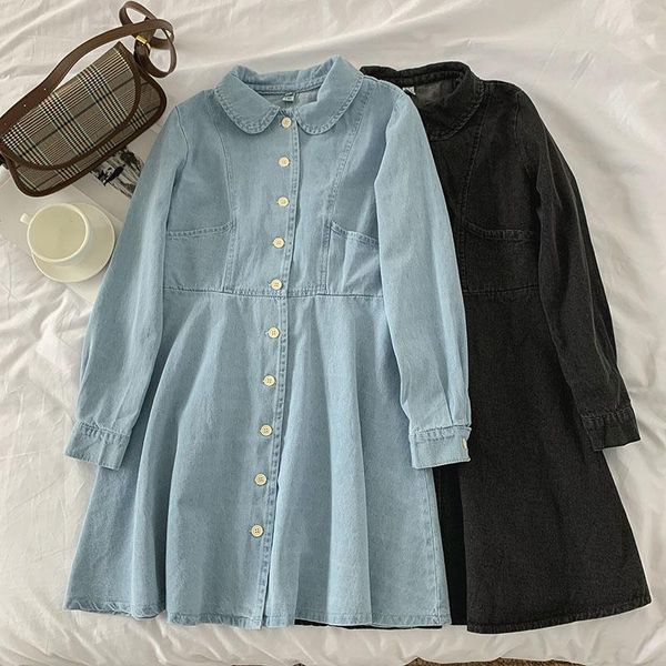 casual dresses loose solid denim dress 2021 autumn women long sleeve turn-down collar fashion femme korean style vestidos, Black;gray
casual dresses loose solid denim dress 2021 autumn women long sleeve turn-down collar fashion femme korean style vestidos, Black;gray