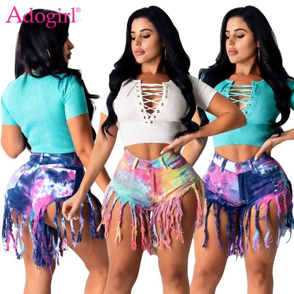 adogirl ripped tassel tie dye print jeans women casual denim shorts women's, White;black
adogirl ripped tassel tie dye print jeans women casual denim shorts women's, White;black