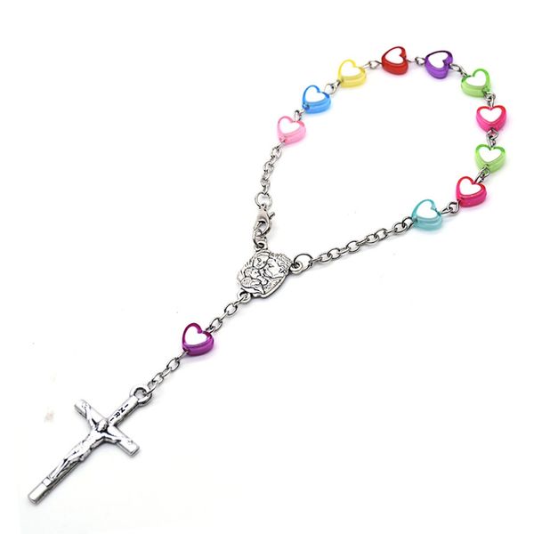 acrylic heart beads strand rosary bracelets cross for women religious prayer jewelry, Black
acrylic heart beads strand rosary bracelets cross for women religious prayer jewelry, Black