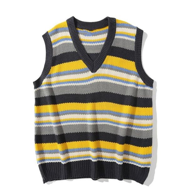 men's vests v-neck knitwear large stripe vintage harajuku vest jumper super contrast color sleeveless sweater women's pullover men, Black;white
men's vests v-neck knitwear large stripe vintage harajuku vest jumper super contrast color sleeveless sweater women's pullover men, Black;white