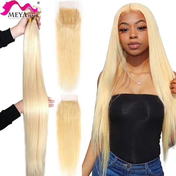 human hair bulks 613 honey blonde bundles with closure brazilian straight weave 4x4 transparent lace frontal, Black
human hair bulks 613 honey blonde bundles with closure brazilian straight weave 4x4 transparent lace frontal, Black