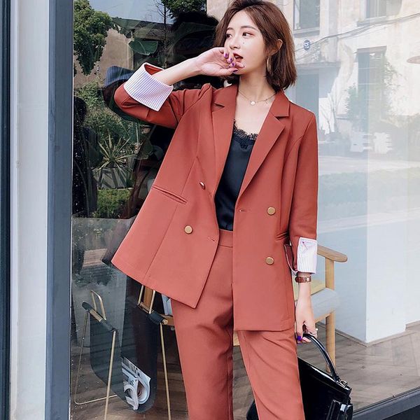 office lady double breasted blazer & long pant suit women fashion 2 pieces set casual jacket workwear sets femme women's two piece pant, White
office lady double breasted blazer & long pant suit women fashion 2 pieces set casual jacket workwear sets femme women's two piece pant, White
