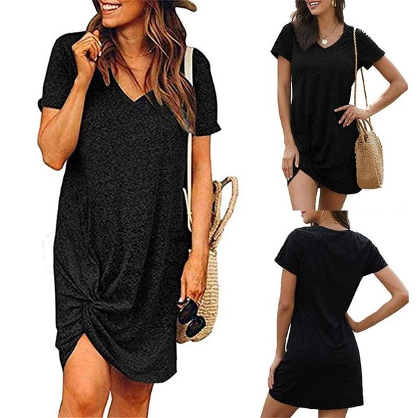women's swimwear summer casual loose boho beach dress fashion solid color tie the knot v-neck short sleeves leisure sundress, White;black
women's swimwear summer casual loose boho beach dress fashion solid color tie the knot v-neck short sleeves leisure sundress, White;black