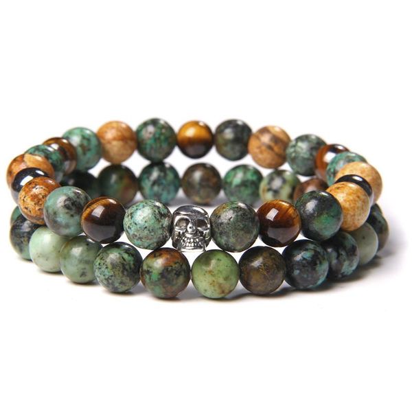 beaded, strands vintage silver color skull charm bracelets men natural 8 mm african turquois picture jaspe tiger eye stone beads bangle wome, Black
beaded, strands vintage silver color skull charm bracelets men natural 8 mm african turquois picture jaspe tiger eye stone beads bangle wome, Black