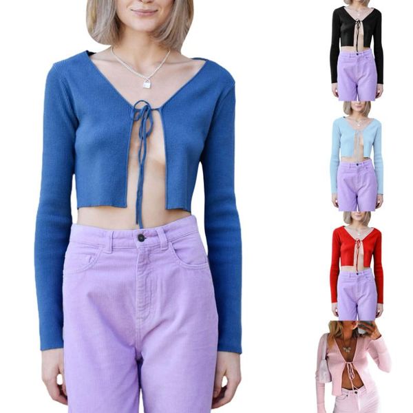 women's t-shirt female knitwear, solid color v-neck lace up long sleeve strappy knitted shirt for spring fall, White
women's t-shirt female knitwear, solid color v-neck lace up long sleeve strappy knitted shirt for spring fall, White