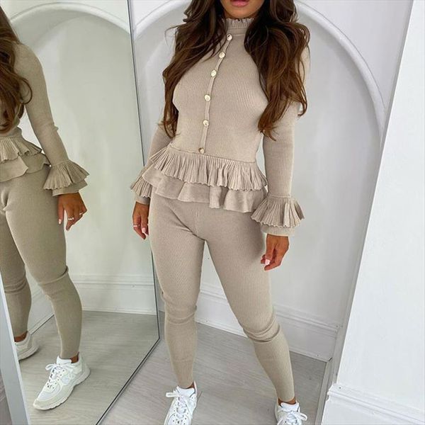vital ribbed frill peplum womenpant gold button loungewear suit tracksuit set fitness leggings long sleeve shirts sport active, White
vital ribbed frill peplum womenpant gold button loungewear suit tracksuit set fitness leggings long sleeve shirts sport active, White