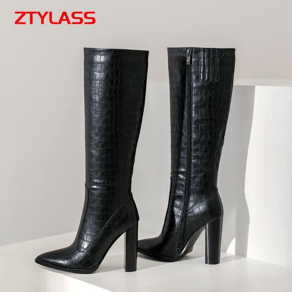fashion knee high boots women shoes stone pattern pointed toe heel long autumn winter ladies black white
fashion knee high boots women shoes stone pattern pointed toe heel long autumn winter ladies black white