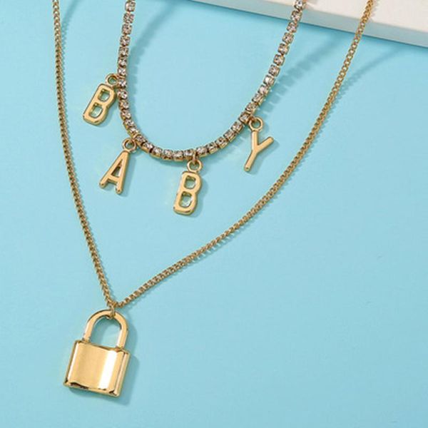 chains trendy women's men's fashion hip hop jewelry personality geometric lock letter baby pendant multilayer necklace long, Silver
chains trendy women's men's fashion hip hop jewelry personality geometric lock letter baby pendant multilayer necklace long, Silver