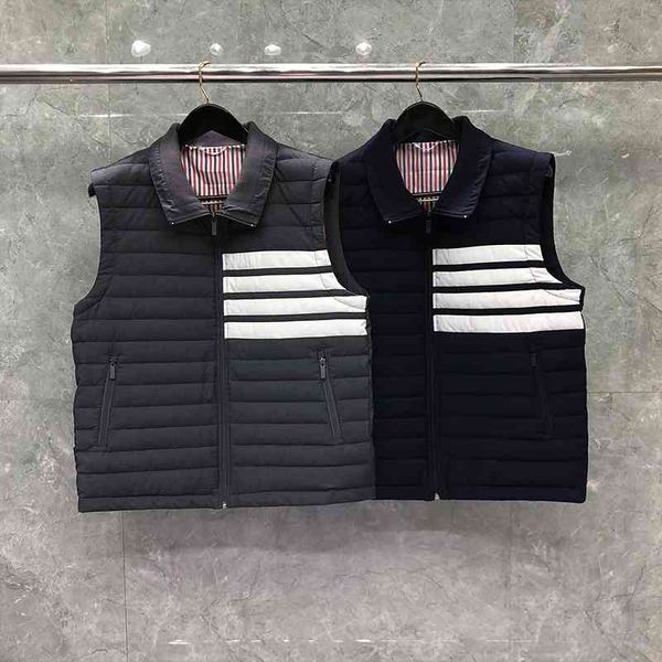 downs fashion tb thom brand men coats slim fit short jacket turn collor striped down vest casual winter clothing, Black
downs fashion tb thom brand men coats slim fit short jacket turn collor striped down vest casual winter clothing, Black