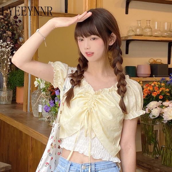 women's blouses & shirts lyeeynnr drawstring pleated blouse women sweet v neck puff short sleeve lady blusa 2021 summer japan style fem, White
women's blouses & shirts lyeeynnr drawstring pleated blouse women sweet v neck puff short sleeve lady blusa 2021 summer japan style fem, White