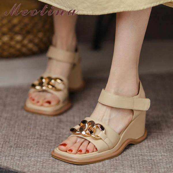 dress shoes meotina women genuine leather sandals wedges high heel chain square toe ladies footwear summer apricot 2021, Black
dress shoes meotina women genuine leather sandals wedges high heel chain square toe ladies footwear summer apricot 2021, Black