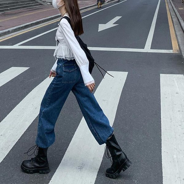 wide leg high waist jeans women plus size vintage boyfriend mom straight drawstring denim pants streetwear 2021 women's, Blue
wide leg high waist jeans women plus size vintage boyfriend mom straight drawstring denim pants streetwear 2021 women's, Blue