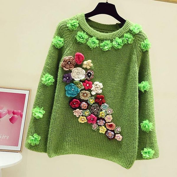 women's sweaters fashion designer sweater 2021 autumn winter green 3d floral beading long sleeve women casual loose top, White;black
women's sweaters fashion designer sweater 2021 autumn winter green 3d floral beading long sleeve women casual loose top, White;black