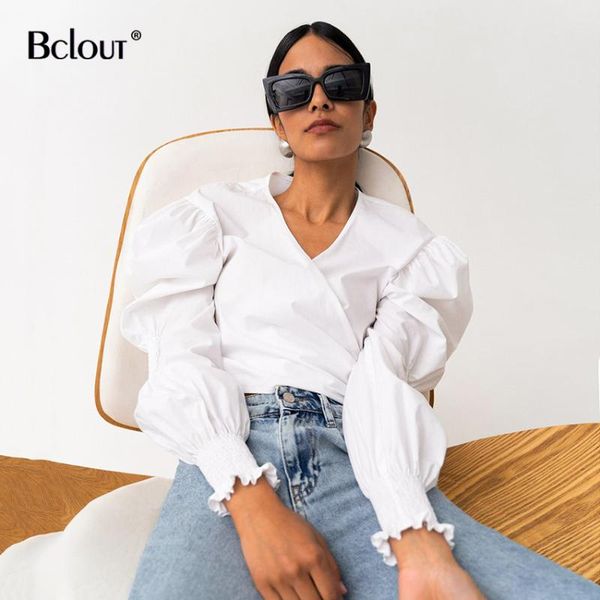 women's blouses & shirts bclout white puff sleeve lace-up slim women casual v neck long female summer fashion solid cross 2021
women's blouses & shirts bclout white puff sleeve lace-up slim women casual v neck long female summer fashion solid cross 2021