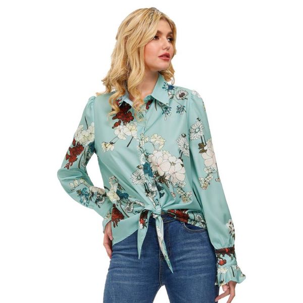 women knot hem shirt long sleeve lapel button placket blouse elegant lace-up ol shirts ladies work casual style female women's blouses, White
women knot hem shirt long sleeve lapel button placket blouse elegant lace-up ol shirts ladies work casual style female women's blouses, White