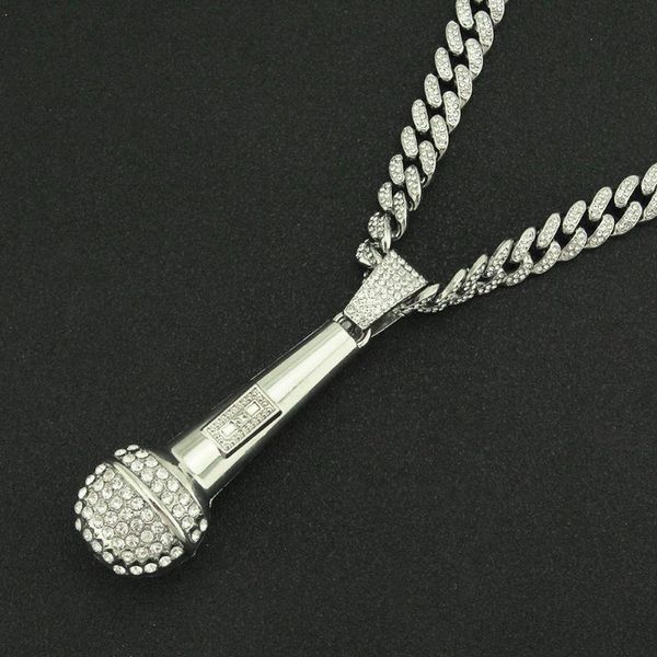 bangle hip hop rap stereo microphone pendant necklace diamond men's street decoration accessories, Black
bangle hip hop rap stereo microphone pendant necklace diamond men's street decoration accessories, Black