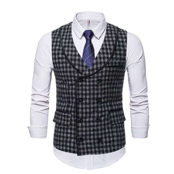 men's vests fashion suit vest plaid double breasted men formal dress herringbone gilet fitness sleeveless jacket wedding waistcoat, Black;white
men's vests fashion suit vest plaid double breasted men formal dress herringbone gilet fitness sleeveless jacket wedding waistcoat, Black;white