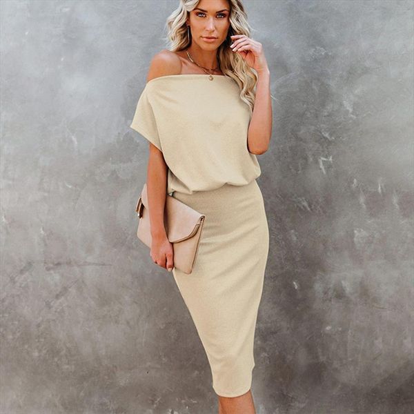off shoulder fashion womens dress slim penicl spring summer women elegant short sleeve solid color midi, Black;gray
off shoulder fashion womens dress slim penicl spring summer women elegant short sleeve solid color midi, Black;gray