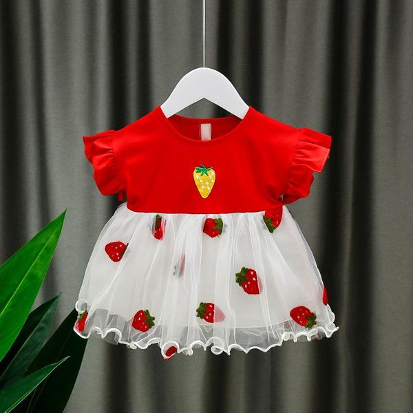 girl's dresses sweet infant baby summer flying sleeve strawberry embroidery mini dress cute kids mesh stitching princess sundress, Red;yellow
girl's dresses sweet infant baby summer flying sleeve strawberry embroidery mini dress cute kids mesh stitching princess sundress, Red;yellow