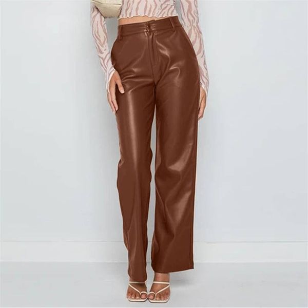 women's pants & capris 2021 autumn winter fashion trousers female brown pu leather for women high waist solid pocket, Black;white
women's pants & capris 2021 autumn winter fashion trousers female brown pu leather for women high waist solid pocket, Black;white
