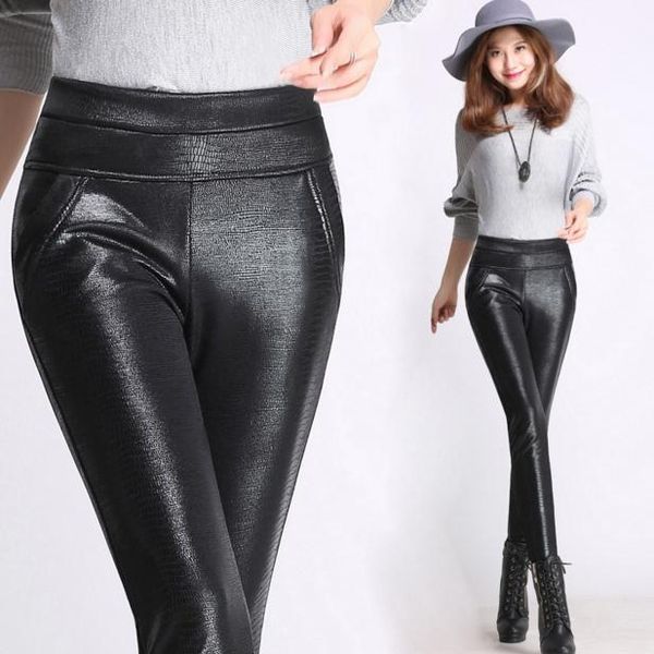 women's pants & capris pu leather women 2021 winter warm velvet high elastic waist plus size skinny stretch pencil female trousers ws95, Black;white
women's pants & capris pu leather women 2021 winter warm velvet high elastic waist plus size skinny stretch pencil female trousers ws95, Black;white