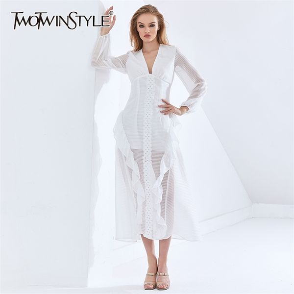 party perspective dress for women v neck long sleeve high waist slim ruffle white mesh dresses 210520, Black;gray
party perspective dress for women v neck long sleeve high waist slim ruffle white mesh dresses 210520, Black;gray