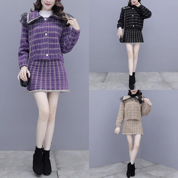 autumn and winter sweater suit small air fragrance women's two piece pants, White
autumn and winter sweater suit small air fragrance women's two piece pants, White