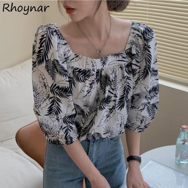 women's blouses & shirts women summer korean style vintage print design female all-match square collar chic tender soft puff sleeve fas, White
women's blouses & shirts women summer korean style vintage print design female all-match square collar chic tender soft puff sleeve fas, White