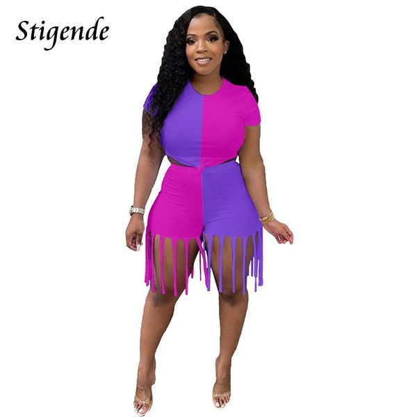 women's tracksuits stigende fashion patchwork two piece short set women summer fringe tassel bodycon outfit casual o neck crop t shirt, Gray
women's tracksuits stigende fashion patchwork two piece short set women summer fringe tassel bodycon outfit casual o neck crop t shirt, Gray