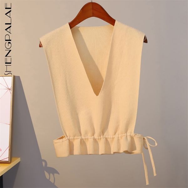 hem drawstring bottom waistcoat women's spring deep v-neck sleeveless minimalist knitted pullover vest 5b664 210427, Black;white
hem drawstring bottom waistcoat women's spring deep v-neck sleeveless minimalist knitted pullover vest 5b664 210427, Black;white