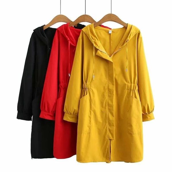 women's trench coats coat women solid hooded windbreaker long outerwear spring autumn thin female basic red black cardigan, Tan;black
women's trench coats coat women solid hooded windbreaker long outerwear spring autumn thin female basic red black cardigan, Tan;black