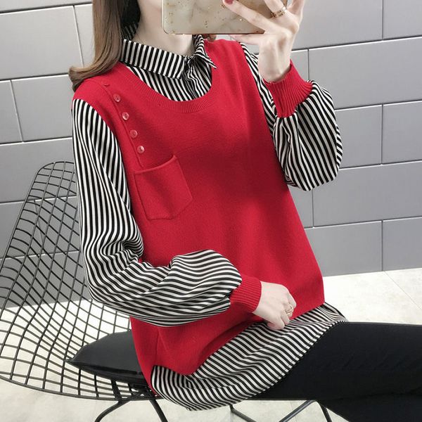 fake two-piece collar sweater autumn and winter womens 2021 new fashion loose joker outer knitted base shirt, White;black
fake two-piece collar sweater autumn and winter womens 2021 new fashion loose joker outer knitted base shirt, White;black