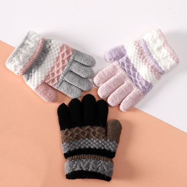 children's mittens soft knitted baby gloves striped kids girls boys full finger autumn winter warm children, White
children's mittens soft knitted baby gloves striped kids girls boys full finger autumn winter warm children, White
