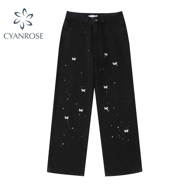 black high waist jeans woman streetwear straight trousers harajuku gothic fashion baggy wide leg with print female 210629, Blue
black high waist jeans woman streetwear straight trousers harajuku gothic fashion baggy wide leg with print female 210629, Blue