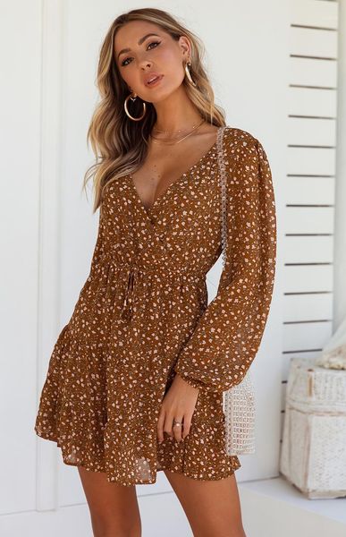 spring autumn women's dress fashion v-neck floral boho beach ruffled long sleeves short dresses vestidos casual, Black;gray
spring autumn women's dress fashion v-neck floral boho beach ruffled long sleeves short dresses vestidos casual, Black;gray