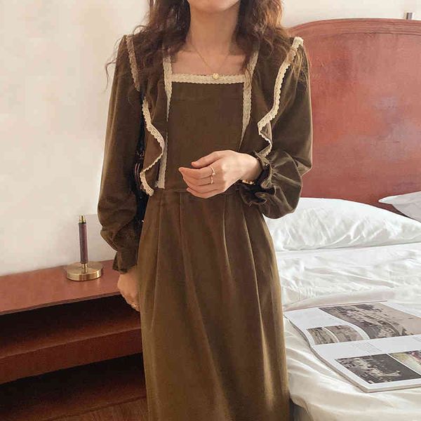 vintage sweet dresses woman autumn ins retro square collar contrast color ruffle stitching loose puff sleeve dress, Black;gray
vintage sweet dresses woman autumn ins retro square collar contrast color ruffle stitching loose puff sleeve dress, Black;gray