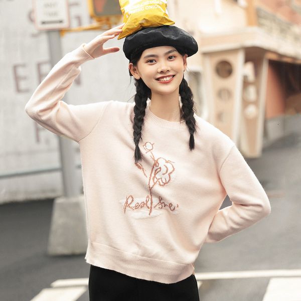 sweater winter women's thickened sweater loose wear retro round neck flower embroidered long sleeve cover w79l, White;black
sweater winter women's thickened sweater loose wear retro round neck flower embroidered long sleeve cover w79l, White;black