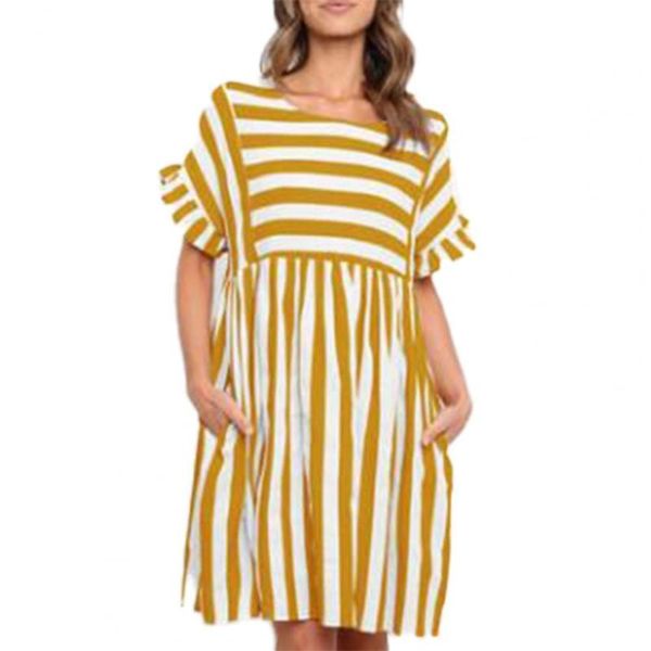 2021summer fashion o neck women's dress casual loose solid short sleeve ruffle patchwork pocket ladies stripe vestidos dresses, Black;gray
2021summer fashion o neck women's dress casual loose solid short sleeve ruffle patchwork pocket ladies stripe vestidos dresses, Black;gray