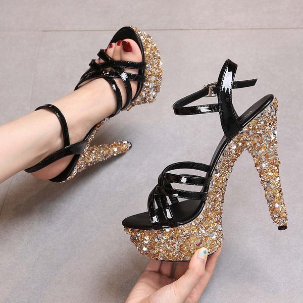 sandals exotic for pole dance shoes summer concise thick bottom slippers high heel sole korean prom peep toe stilettos, Black
sandals exotic for pole dance shoes summer concise thick bottom slippers high heel sole korean prom peep toe stilettos, Black
