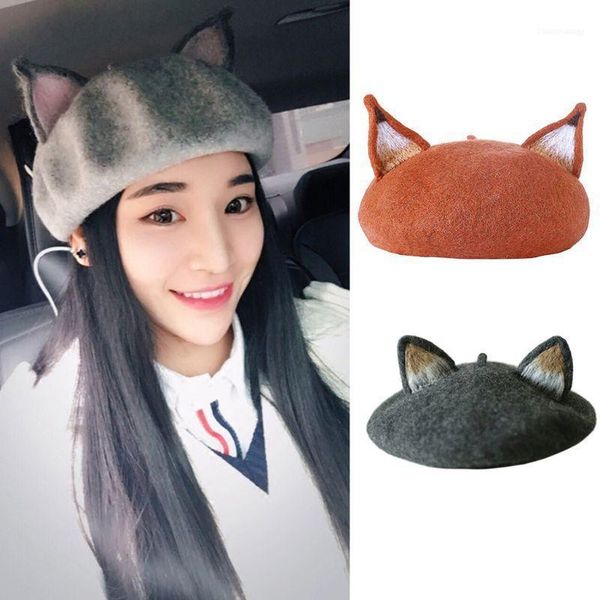 berets women girls retro beret cap cute 3d cat pointed ears faux felt painter hat1, Blue;gray
berets women girls retro beret cap cute 3d cat pointed ears faux felt painter hat1, Blue;gray