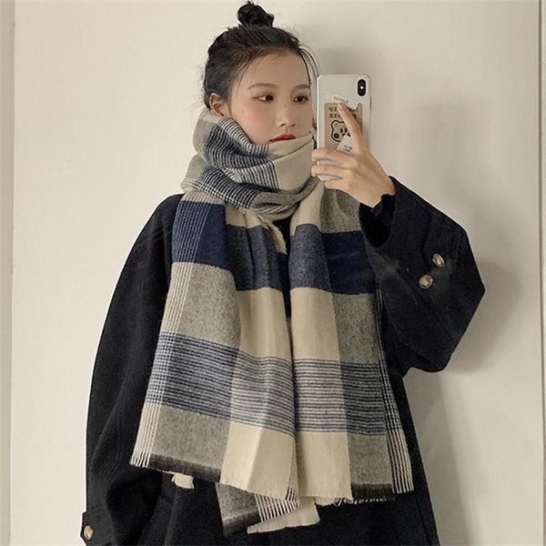 scarves scarf 2021 imitation cashmere wool ins wind simple japanese and korean retro large plaid men women warm shawl, Blue;gray
scarves scarf 2021 imitation cashmere wool ins wind simple japanese and korean retro large plaid men women warm shawl, Blue;gray